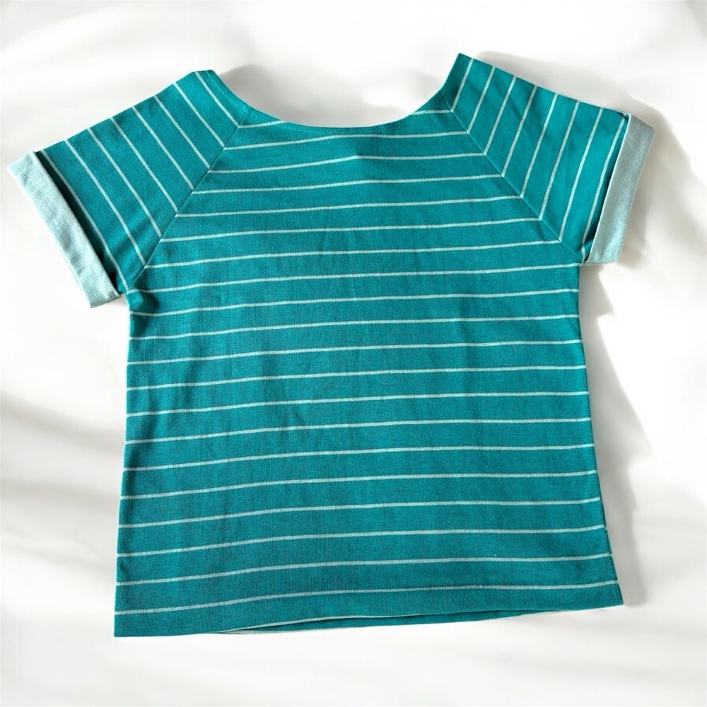 VTG 90s Converse Blue and Teal Short Sleeve Tee Rolled Hem Sz M Made in USA Y2K - Picture 2 of 9